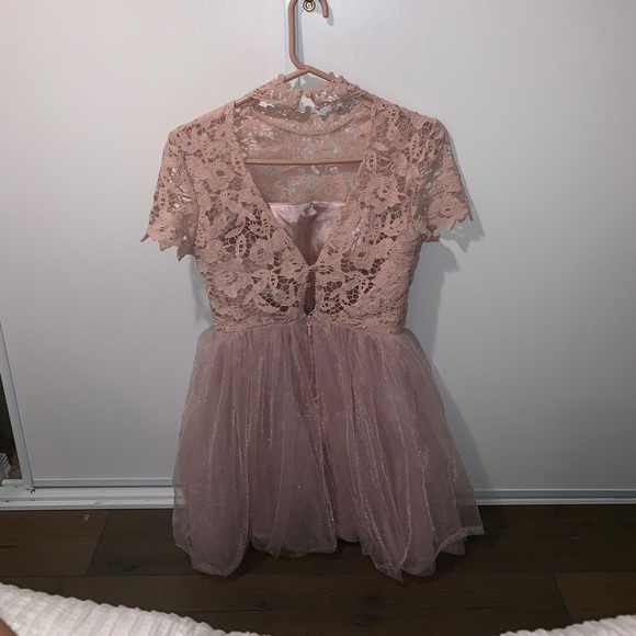 Pink Laced-Floral Dress - Picture 2 of 6